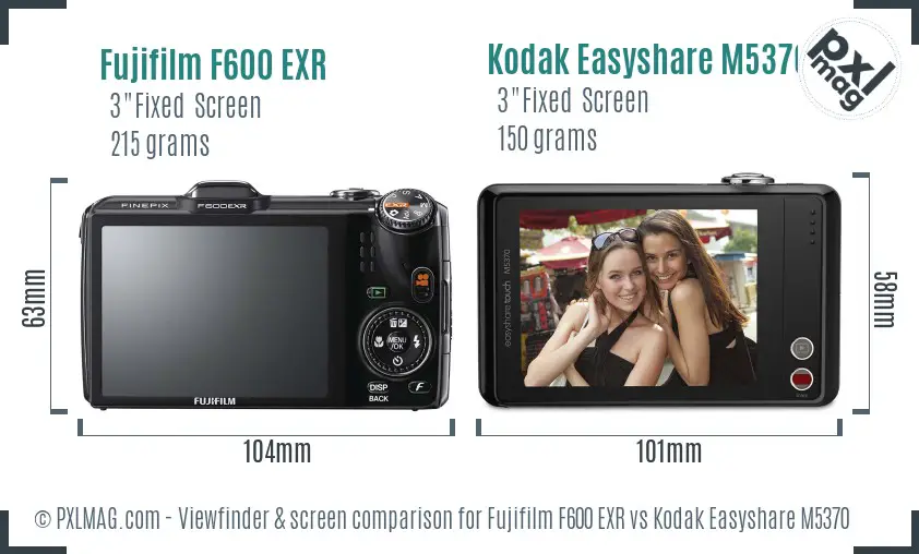 Fujifilm F600 EXR vs Kodak Easyshare M5370 Screen and Viewfinder comparison