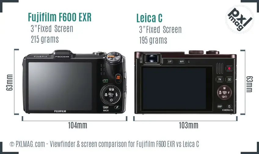 Fujifilm F600 EXR vs Leica C Screen and Viewfinder comparison