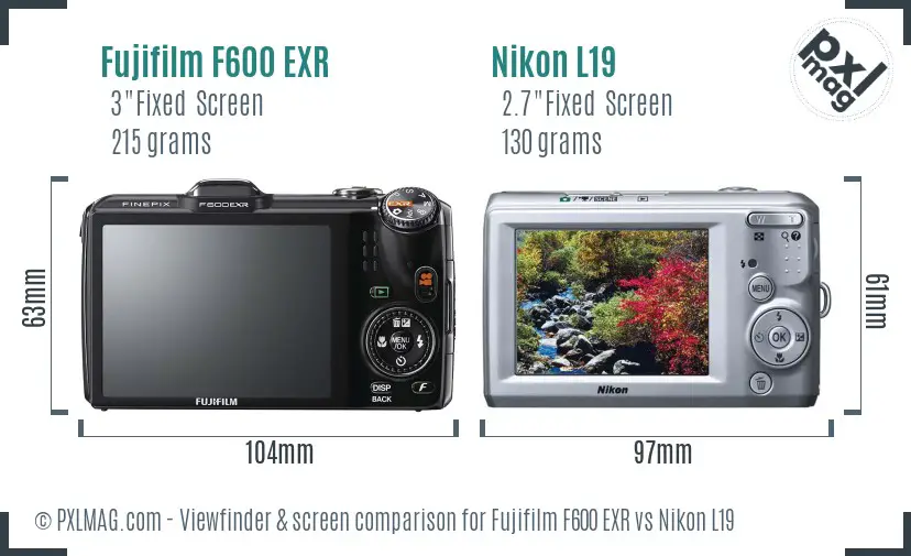 Fujifilm F600 EXR vs Nikon L19 Screen and Viewfinder comparison Fujifilm F600 EXR vs Nikon L19 Screen and Viewfinder comparison