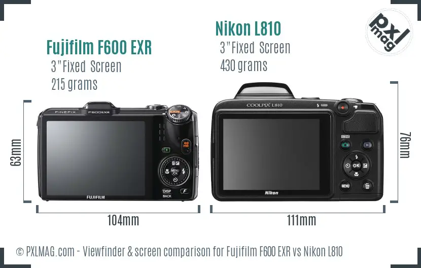 Fujifilm F600 EXR vs Nikon L810 Screen and Viewfinder comparison Fujifilm F600 EXR vs Nikon L810 Screen and Viewfinder comparison