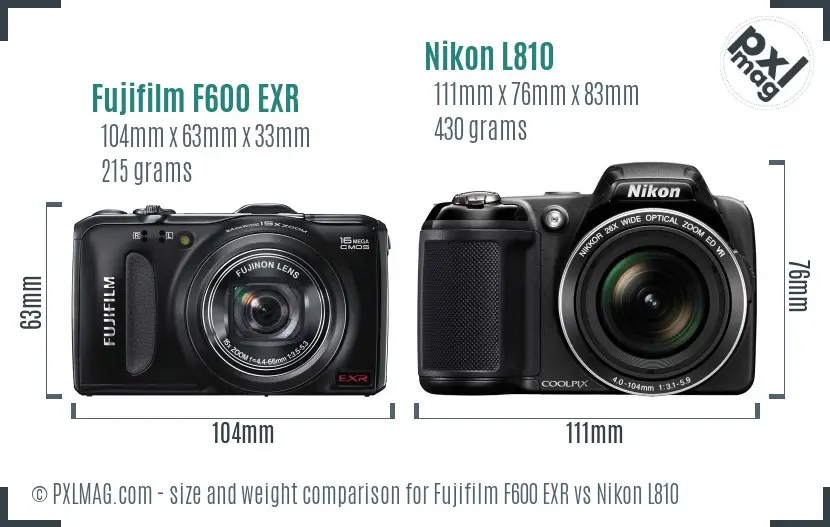 Fujifilm F600 EXR vs Nikon L810 size comparison Fujifilm F600 EXR vs Nikon L810 size comparison