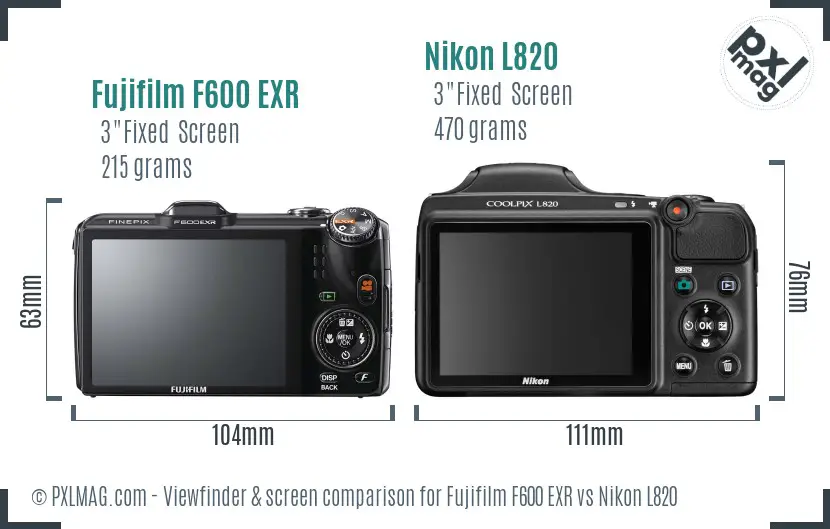 Fujifilm F600 EXR vs Nikon L820 Screen and Viewfinder comparison Fujifilm F600 EXR vs Nikon L820 Screen and Viewfinder comparison