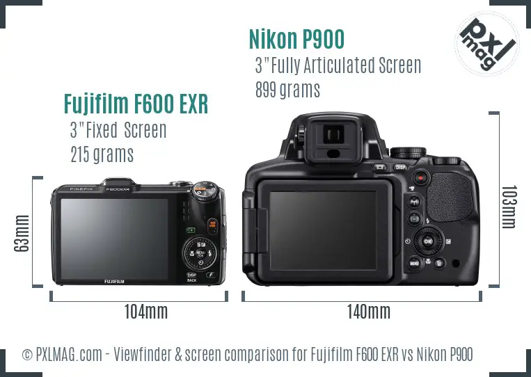 Fujifilm F600 EXR vs Nikon P900 Screen and Viewfinder comparison Fujifilm F600 EXR vs Nikon P900 Screen and Viewfinder comparison