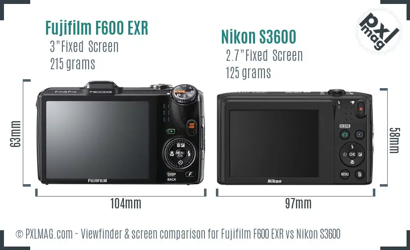 Fujifilm F600 EXR vs Nikon S3600 Screen and Viewfinder comparison Fujifilm F600 EXR vs Nikon S3600 Screen and Viewfinder comparison