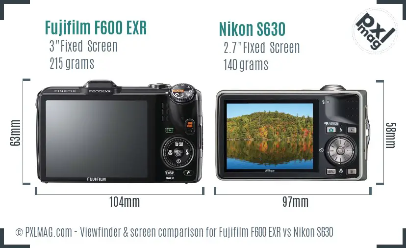 Fujifilm F600 EXR vs Nikon S630 Screen and Viewfinder comparison Fujifilm F600 EXR vs Nikon S630 Screen and Viewfinder comparison