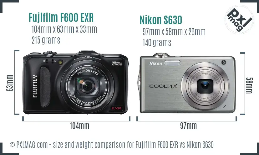 Fujifilm F600 EXR vs Nikon S630 size comparison Fujifilm F600 EXR vs Nikon S630 size comparison