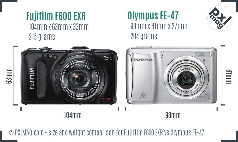 Fujifilm F600 EXR vs Olympus FE-47 size comparison Fujifilm F600 EXR vs Olympus FE-47 size comparison
