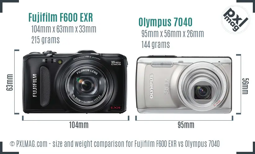 Fujifilm F600 EXR vs Olympus 7040 size comparison Fujifilm F600 EXR vs Olympus 7040 size comparison