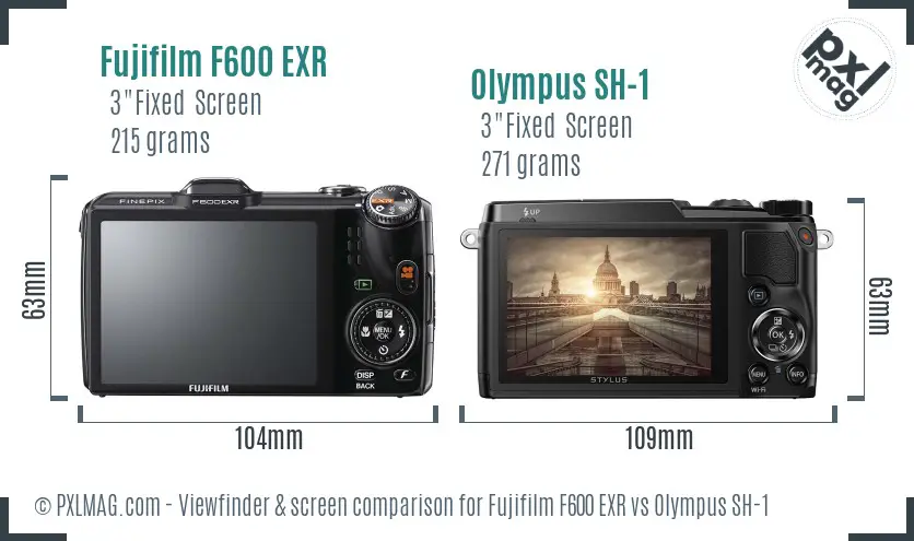 Fujifilm F600 EXR vs Olympus SH-1 Screen and Viewfinder comparison