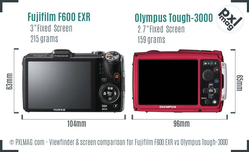 Fujifilm F600 EXR vs Olympus Tough-3000 Screen and Viewfinder comparison Fujifilm F600 EXR vs Olympus Tough-3000 Screen and Viewfinder comparison