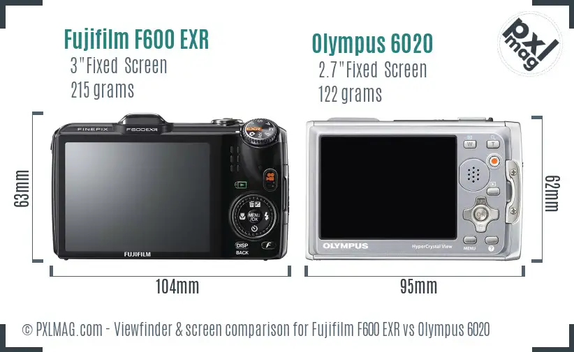 Fujifilm F600 EXR vs Olympus 6020 Screen and Viewfinder comparison Fujifilm F600 EXR vs Olympus 6020 Screen and Viewfinder comparison