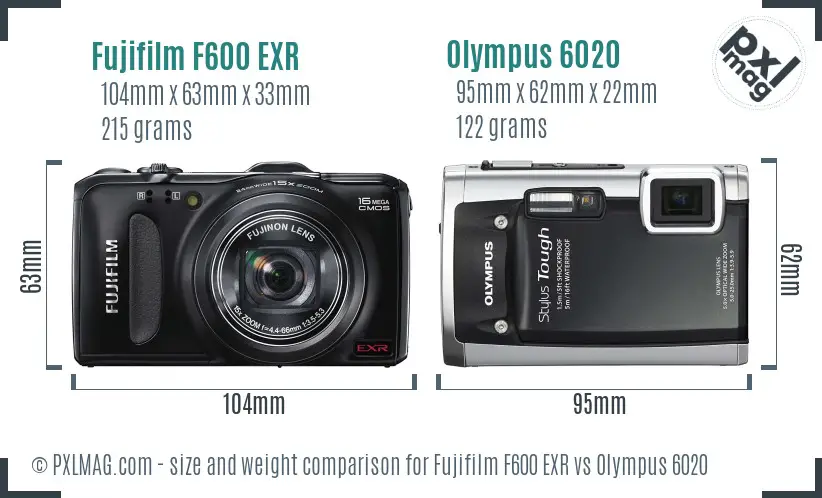 Fujifilm F600 EXR vs Olympus 6020 size comparison Fujifilm F600 EXR vs Olympus 6020 size comparison