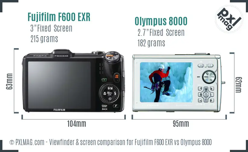Fujifilm F600 EXR vs Olympus 8000 Screen and Viewfinder comparison