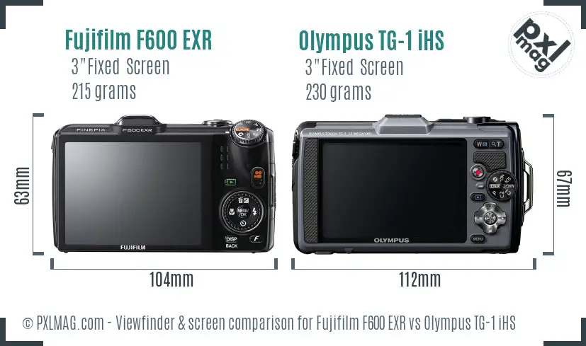 Fujifilm F600 EXR vs Olympus TG-1 iHS Screen and Viewfinder comparison