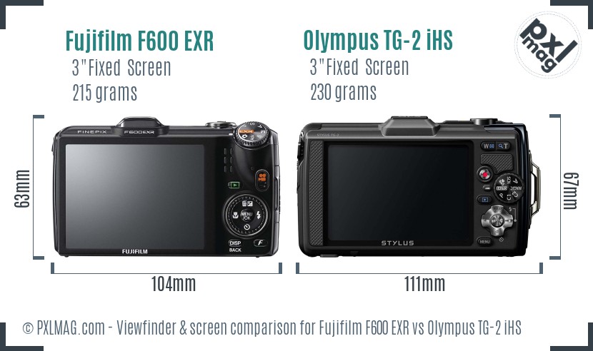 Fujifilm F600 EXR vs Olympus TG-2 iHS Screen and Viewfinder comparison