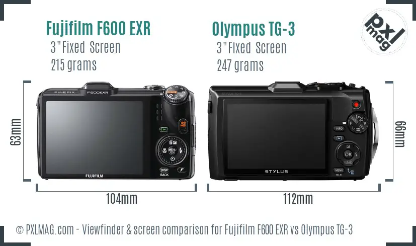 Fujifilm F600 EXR vs Olympus TG-3 Screen and Viewfinder comparison Fujifilm F600 EXR vs Olympus TG-3 Screen and Viewfinder comparison