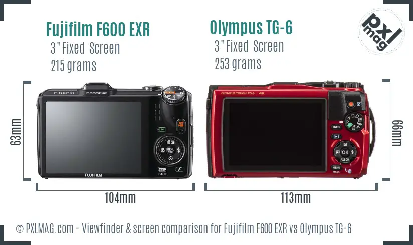 Fujifilm F600 EXR vs Olympus TG-6 Screen and Viewfinder comparison