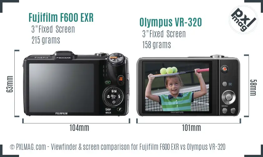 Fujifilm F600 EXR vs Olympus VR-320 Screen and Viewfinder comparison
