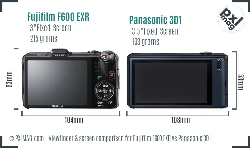 Fujifilm F600 EXR vs Panasonic 3D1 Screen and Viewfinder comparison Fujifilm F600 EXR vs Panasonic 3D1 Screen and Viewfinder comparison