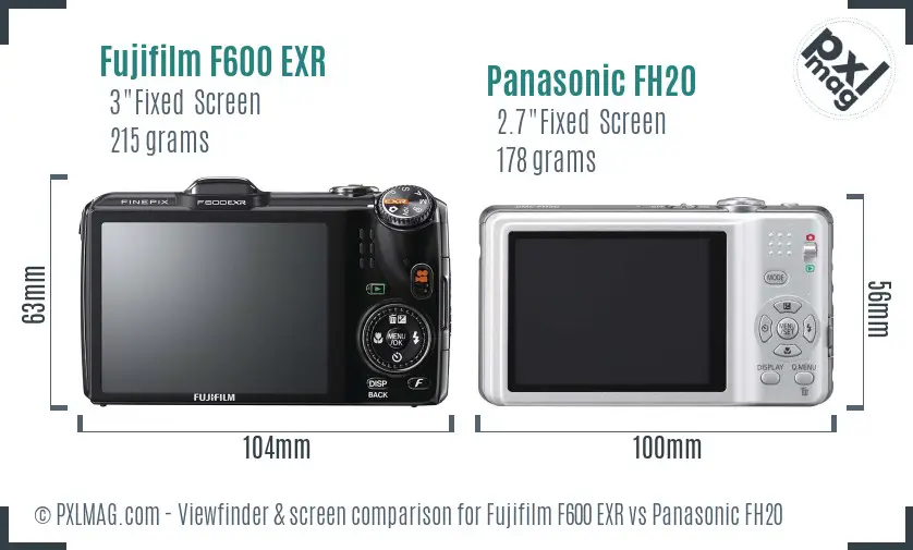 Fujifilm F600 EXR vs Panasonic FH20 Screen and Viewfinder comparison