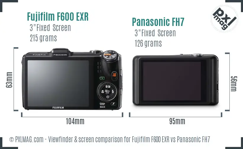 Fujifilm F600 EXR vs Panasonic FH7 Screen and Viewfinder comparison Fujifilm F600 EXR vs Panasonic FH7 Screen and Viewfinder comparison