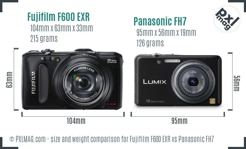 Fujifilm F600 EXR vs Panasonic FH7 size comparison Fujifilm F600 EXR vs Panasonic FH7 size comparison