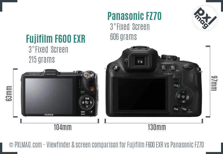 Fujifilm F600 EXR vs Panasonic FZ70 Screen and Viewfinder comparison