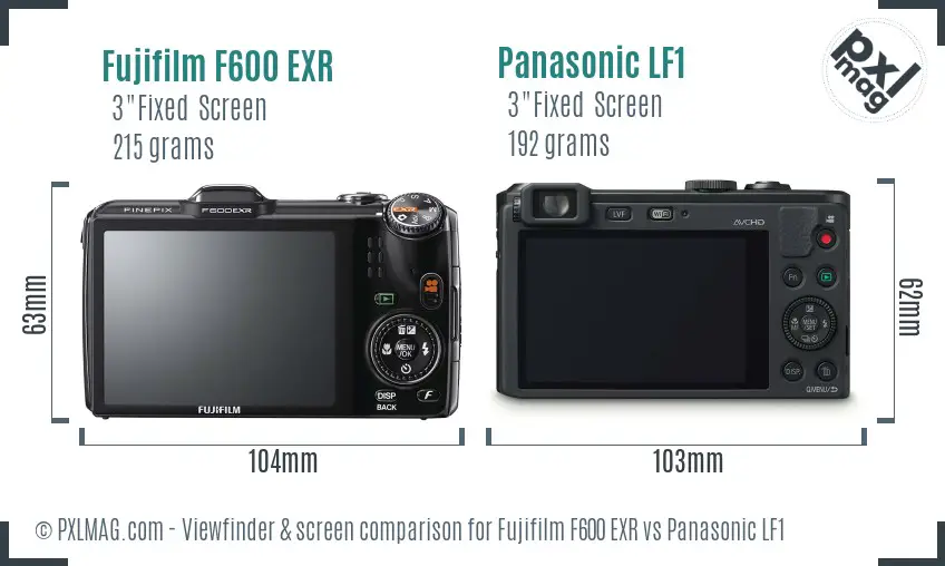 Fujifilm F600 EXR vs Panasonic LF1 Screen and Viewfinder comparison