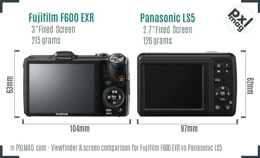Fujifilm F600 EXR vs Panasonic LS5 Screen and Viewfinder comparison Fujifilm F600 EXR vs Panasonic LS5 Screen and Viewfinder comparison