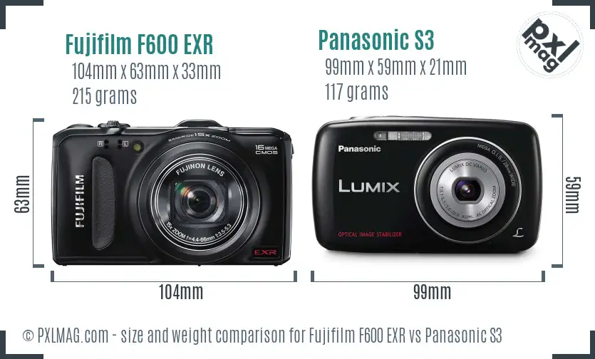 Fujifilm F600 EXR vs Panasonic S3 size comparison Fujifilm F600 EXR vs Panasonic S3 size comparison