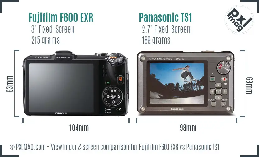 Fujifilm F600 EXR vs Panasonic TS1 Screen and Viewfinder comparison Fujifilm F600 EXR vs Panasonic TS1 Screen and Viewfinder comparison