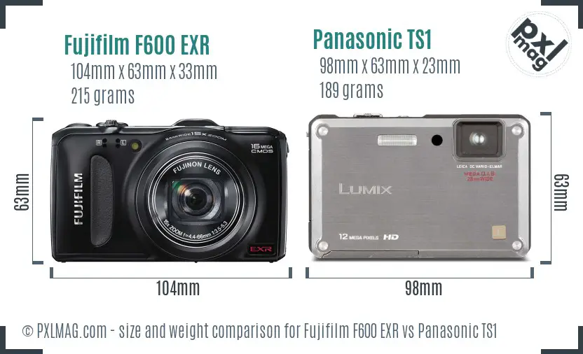 Fujifilm F600 EXR vs Panasonic TS1 size comparison Fujifilm F600 EXR vs Panasonic TS1 size comparison