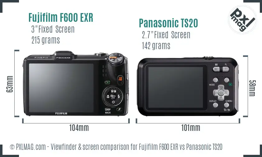 Fujifilm F600 EXR vs Panasonic TS20 Screen and Viewfinder comparison