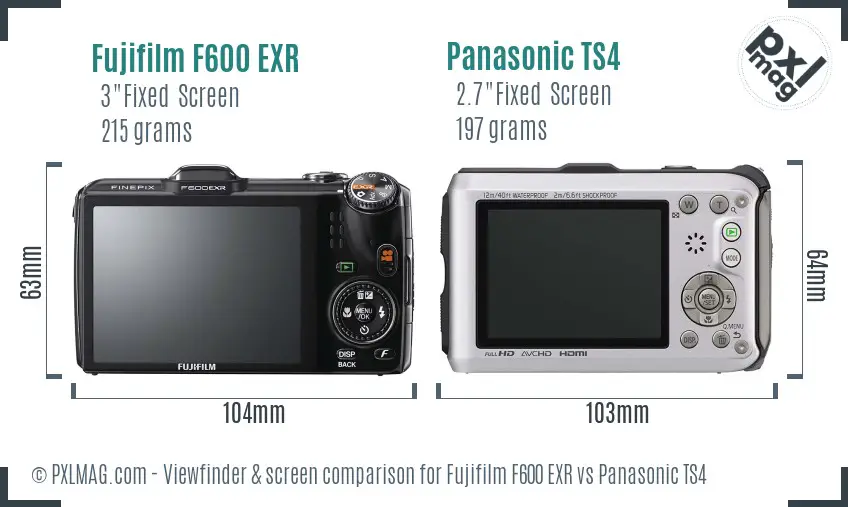 Fujifilm F600 EXR vs Panasonic TS4 Screen and Viewfinder comparison Fujifilm F600 EXR vs Panasonic TS4 Screen and Viewfinder comparison