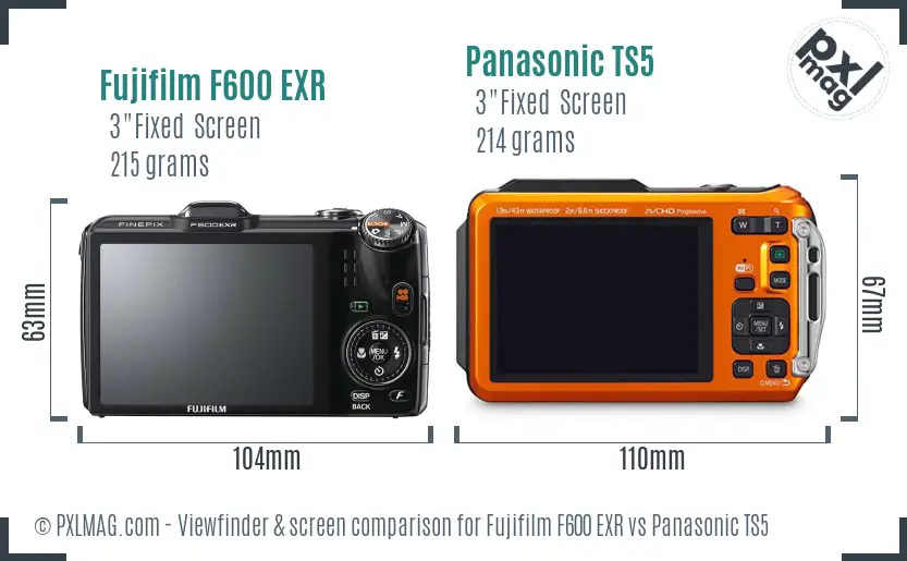 Fujifilm F600 EXR vs Panasonic TS5 Screen and Viewfinder comparison