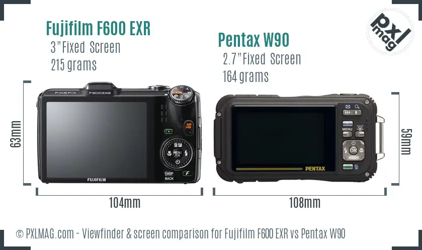 Fujifilm F600 EXR vs Pentax W90 Screen and Viewfinder comparison Fujifilm F600 EXR vs Pentax W90 Screen and Viewfinder comparison