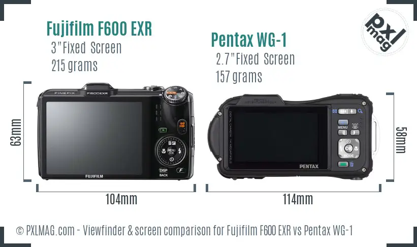 Fujifilm F600 EXR vs Pentax WG-1 Screen and Viewfinder comparison