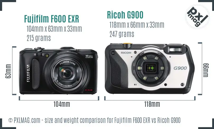 Fujifilm F600 EXR vs Ricoh G900 size comparison Fujifilm F600 EXR vs Ricoh G900 size comparison