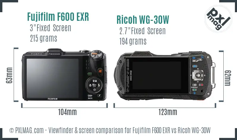 Fujifilm F600 EXR vs Ricoh WG-30W Screen and Viewfinder comparison Fujifilm F600 EXR vs Ricoh WG-30W Screen and Viewfinder comparison