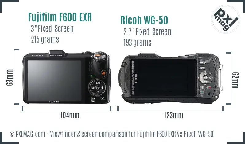 Fujifilm F600 EXR vs Ricoh WG-50 Screen and Viewfinder comparison