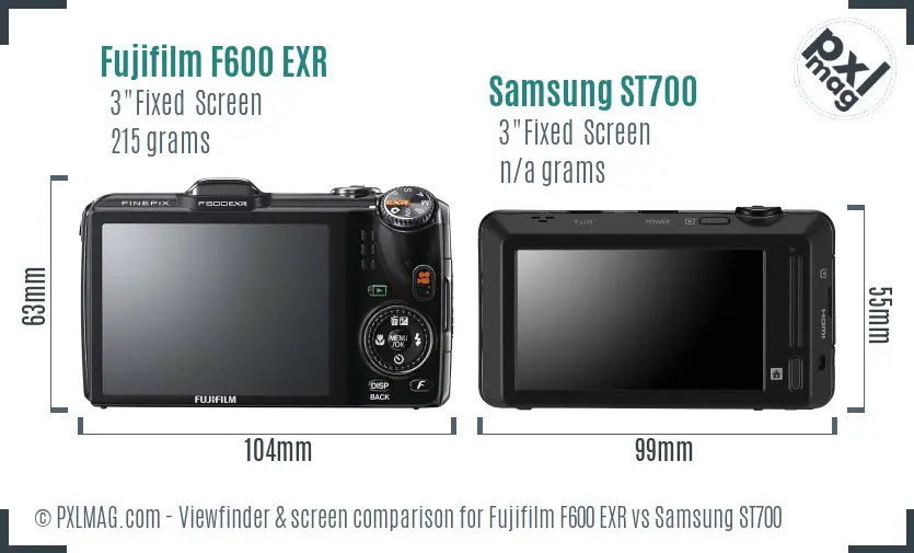 Fujifilm F600 EXR vs Samsung ST700 Screen and Viewfinder comparison