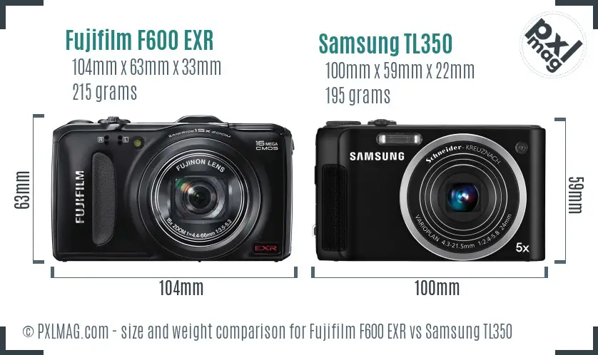 Fujifilm F600 EXR vs Samsung TL350 size comparison Fujifilm F600 EXR vs Samsung TL350 size comparison