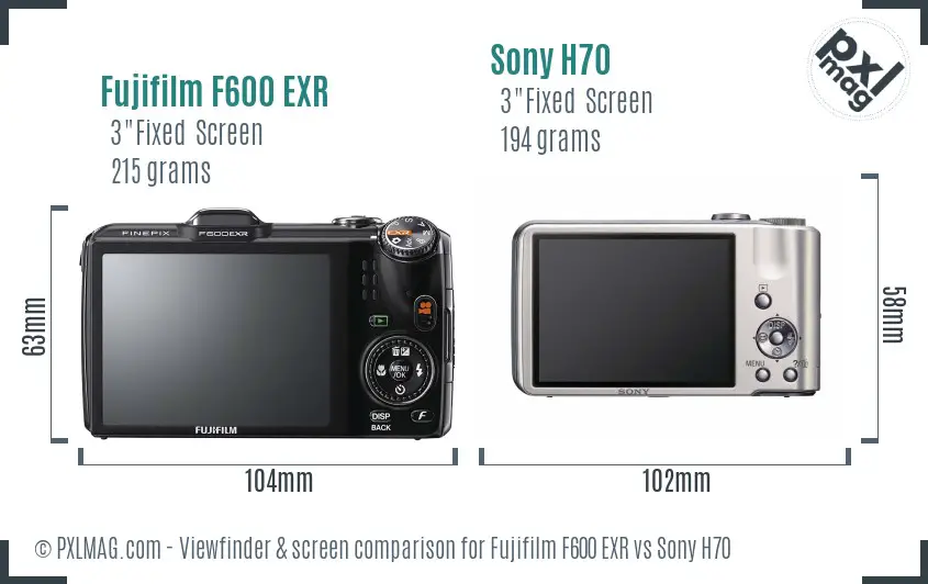 Fujifilm F600 EXR vs Sony H70 Screen and Viewfinder comparison