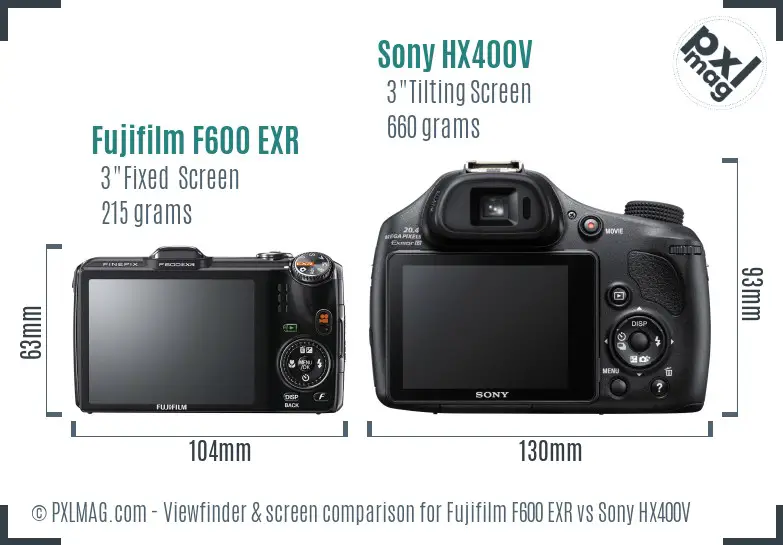 Fujifilm F600 EXR vs Sony HX400V Screen and Viewfinder comparison Fujifilm F600 EXR vs Sony HX400V Screen and Viewfinder comparison