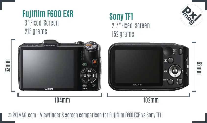 Fujifilm F600 EXR vs Sony TF1 Screen and Viewfinder comparison