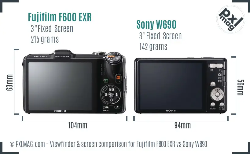 Fujifilm F600 EXR vs Sony W690 Screen and Viewfinder comparison