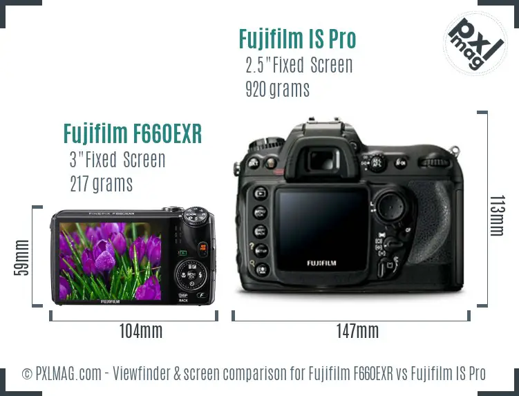 Fujifilm F660EXR vs Fujifilm IS Pro Screen and Viewfinder comparison