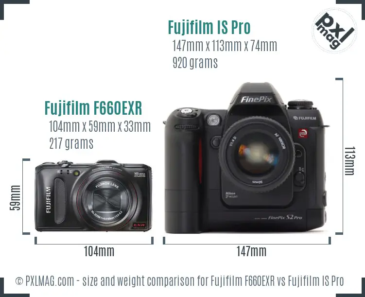 Fujifilm F660EXR vs Fujifilm IS Pro size comparison