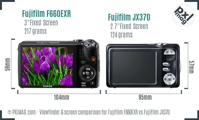 Fujifilm F660EXR vs Fujifilm JX370 Screen and Viewfinder comparison