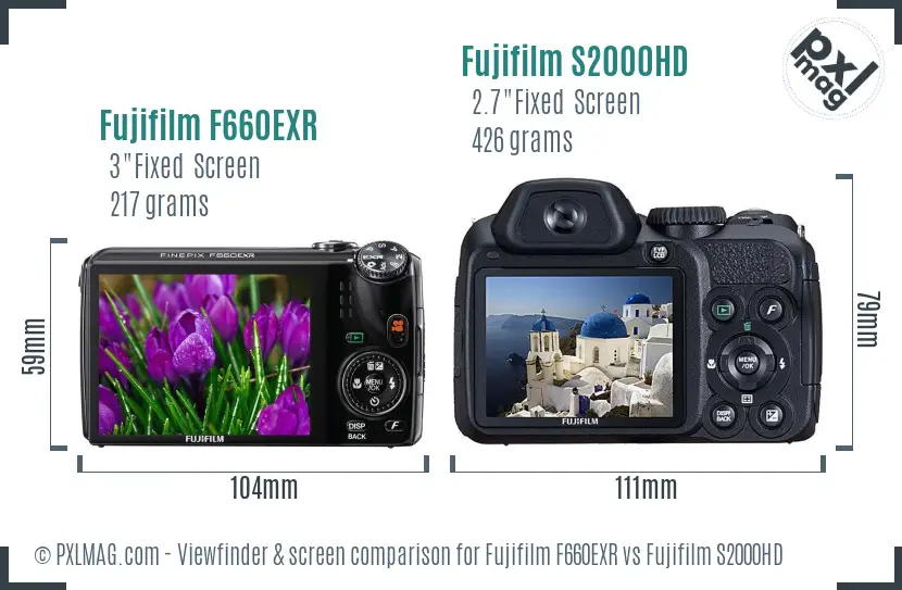 Fujifilm F660EXR vs Fujifilm S2000HD Screen and Viewfinder comparison Fujifilm F660EXR vs Fujifilm S2000HD Screen and Viewfinder comparison